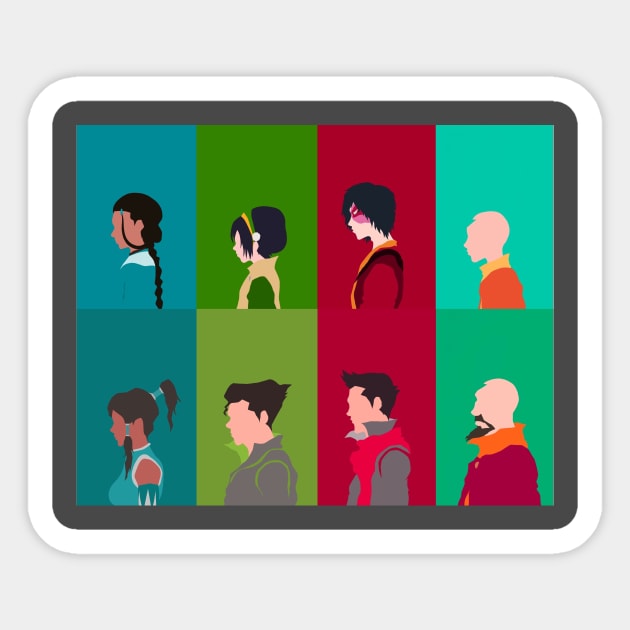 Avatar: The Last Airbender/The Legend of Korra Main Cast Minimalism Sticker by Davidbowles1